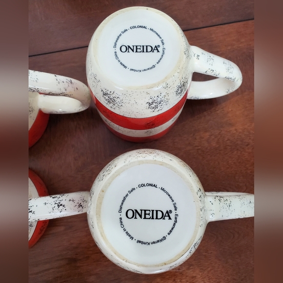 Oneida Sakura Colonial Mugs (No Trim) Red & White Speckled ~ Set Of 4 Pre-Owned - Picture 10 of 10